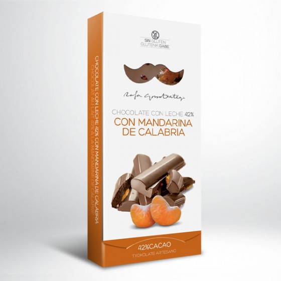Chocolate con leche 42% con mandarina de Calabria.